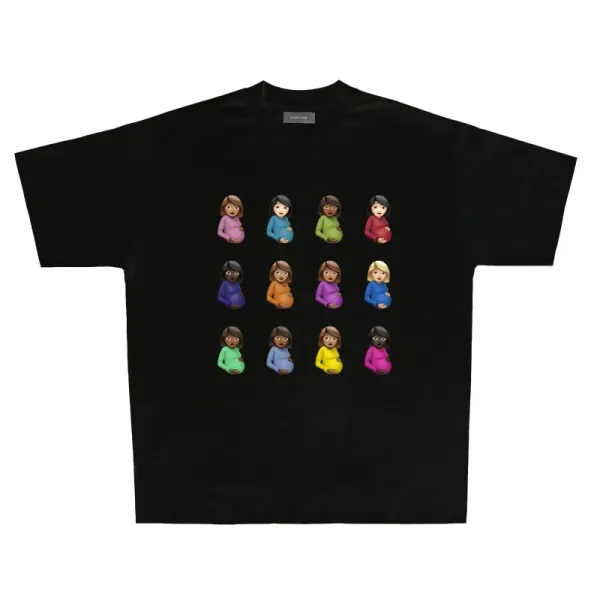 Design Emoji Pregnancy Grid White T-Shirt - 2