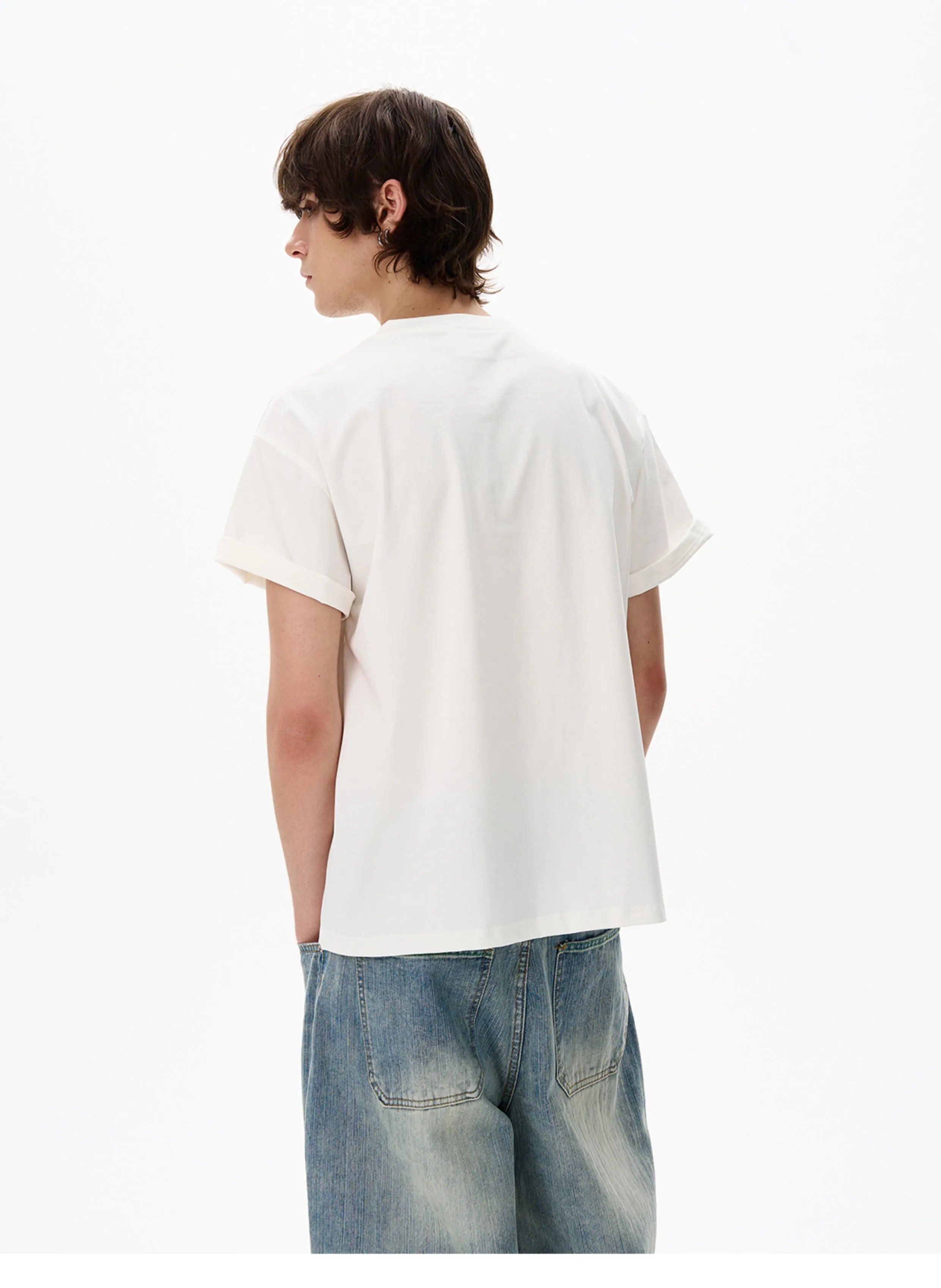 Design 'To Run To Chase' Graphic Print Oversized T-Shirt White - 9