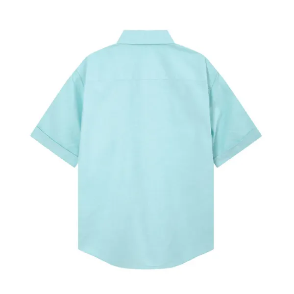 AMI Paris Short-Sleeve Oxford Shirt Light Blue - 12