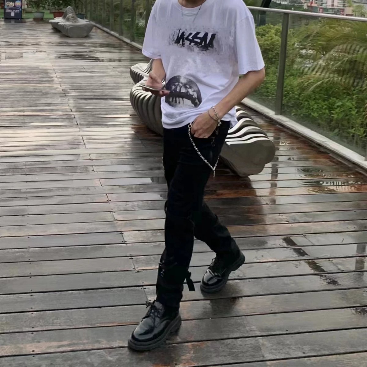 Lmyer 40Th Anniversary Limited Joint Ro Style Short Sleeve T-Shirt Loose Pure Cotton ins Hot Internet Celebrity Style