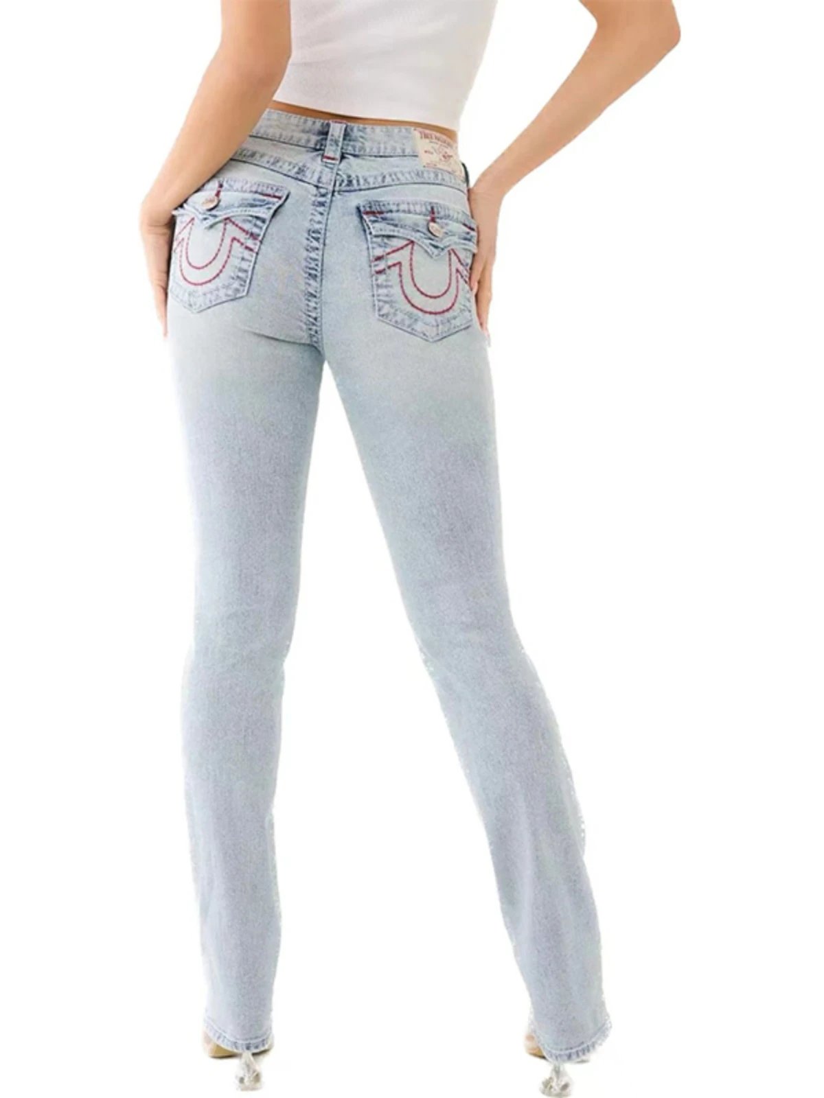 Design True Religion Skinny Fit Black Jeans with Signature Stitching Jeans - 2