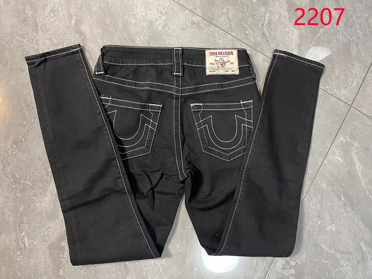 Design True Religion Brand Jeans Black Skinny Fit Jeans with White Stitching Jeans