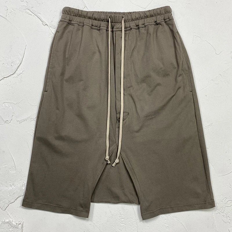 Design Split Hem Drawstring Shorts Black - 4