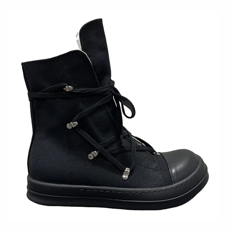 All-Black Five-Pointed Star High-Top Sneakers