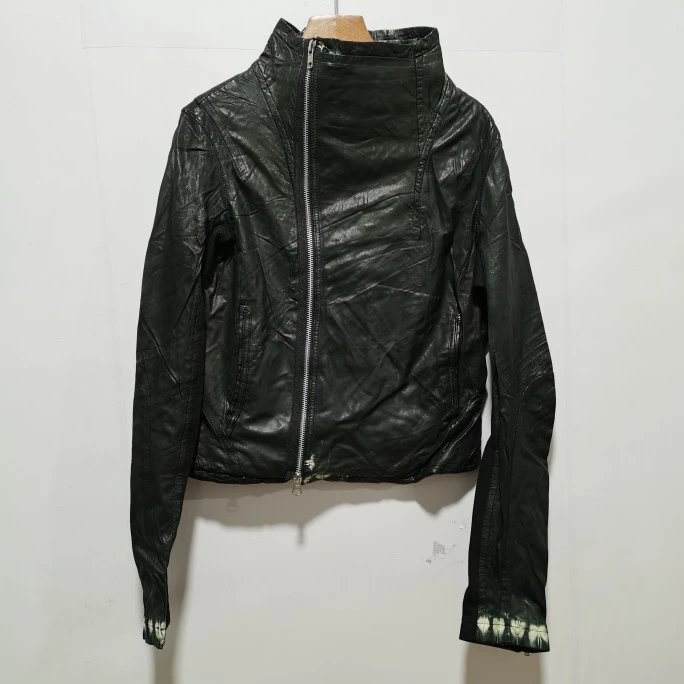 Asymmetrical Zip Leather Jacket Black