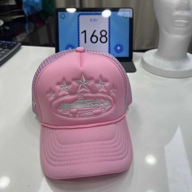 Unbranded Hats P-0112 mesh trucker cap with embroidered star and graphic motifs product detail image 5