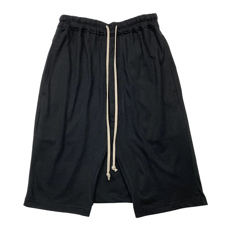 Design Split Hem Drawstring Shorts Black - 5