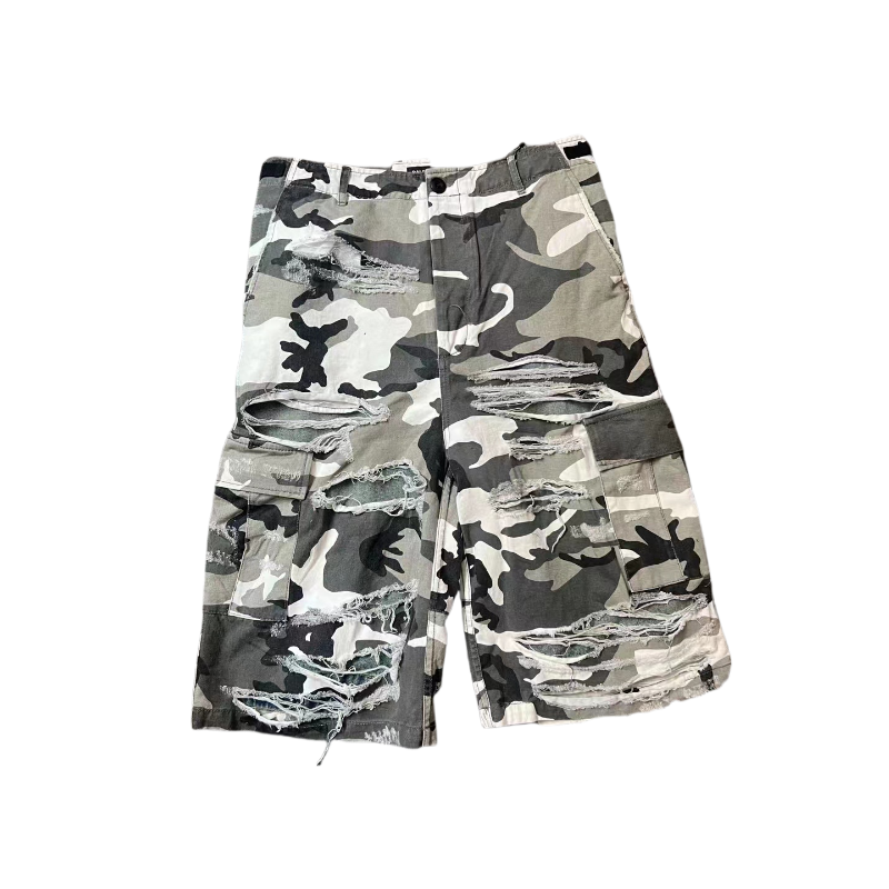 Balenciaga Distressed Camo Shorts 2