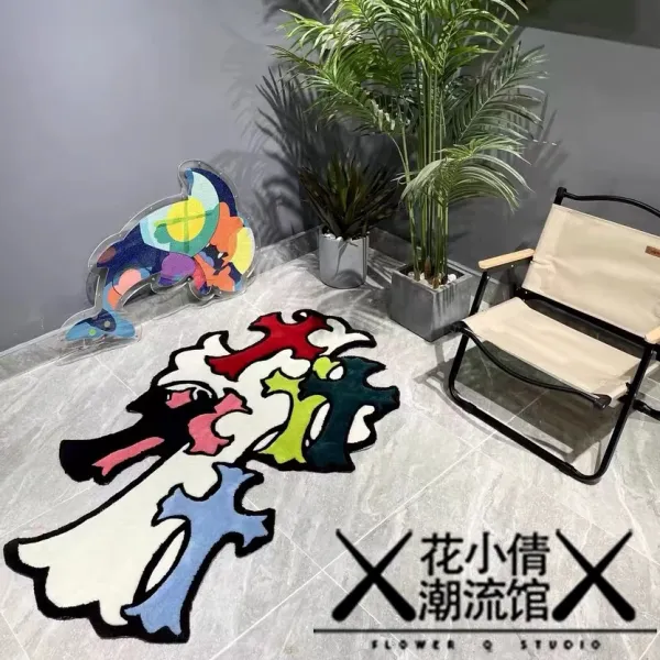 Design Flower Q Studio x Abstract Cross Motif Rug Multicolor Area Rug Accessories - 2