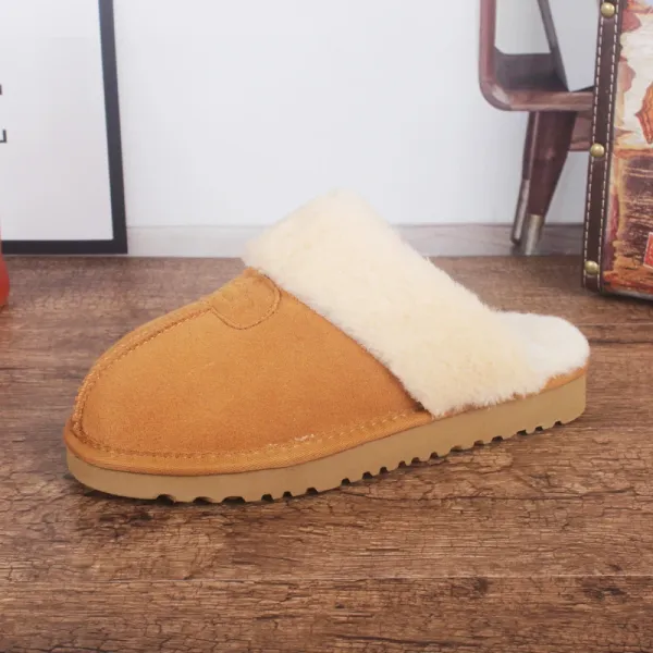 Design Faux Fur Lined Suede Slipper Gray Slippers - 3