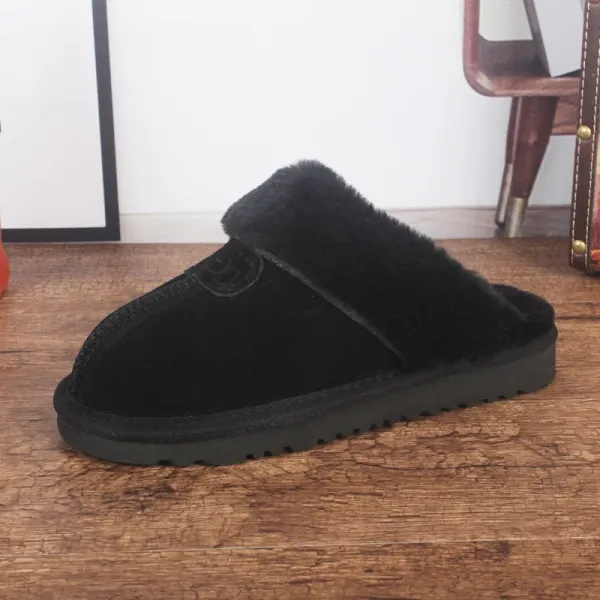 Design Faux Fur Lined Suede Slipper Gray Slippers - 5