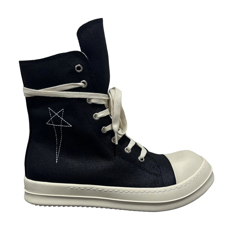 Black and White Five-Pointed Star High Top