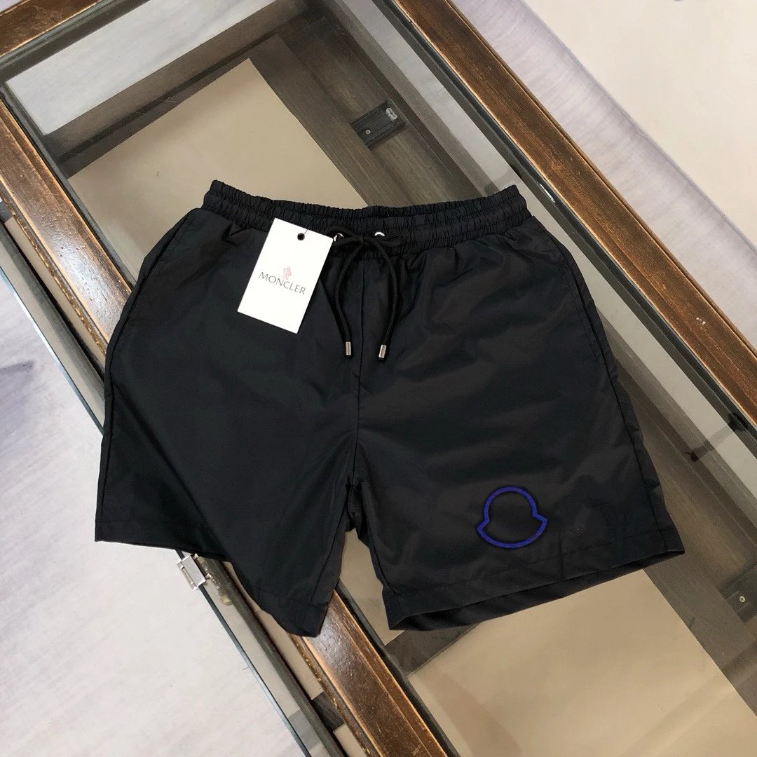 Moncler Logo-Embroidered Black Swim Shorts - 1