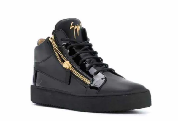 Design Giuseppe Zanotti Decolté High-Top Sneakers Black with Gold Zipper Sneakers - 1