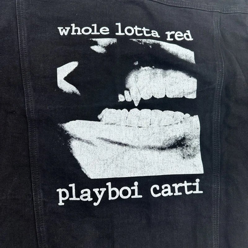 Design Whole Lotta Red Denim Jacket Black Denim Jacket - 2