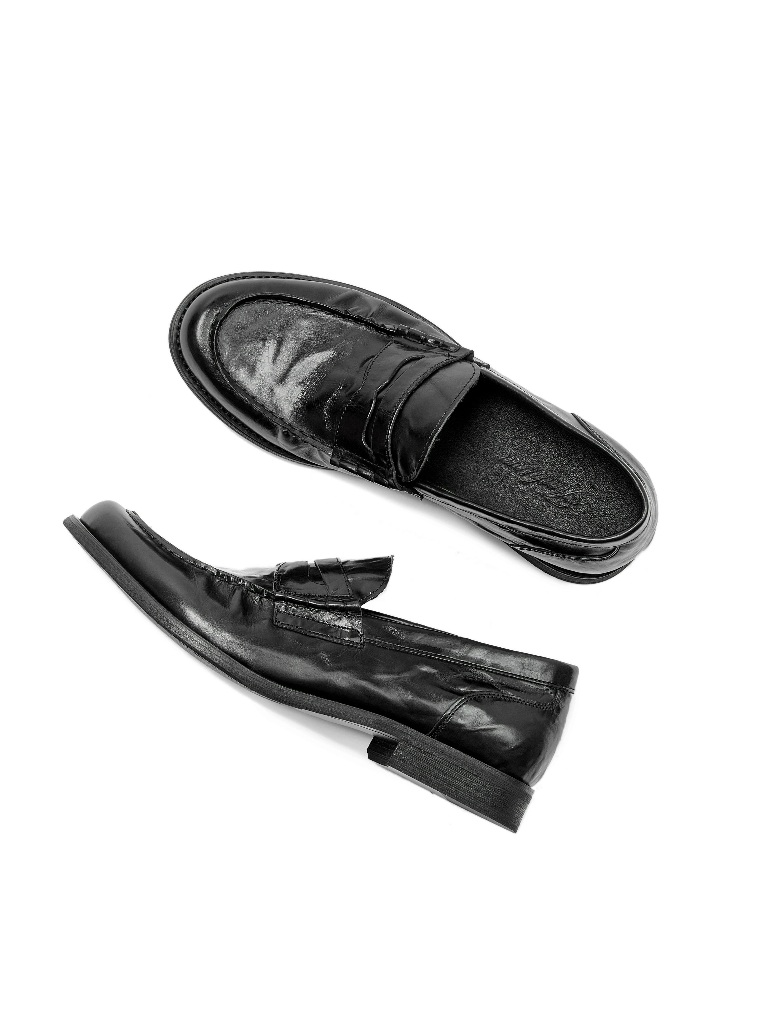 Ambsom* Italian Imported Calfskin Slip-On Loafers, Genuine Leather Wrinkled Leather Shoes, Casual Leather Shoes
