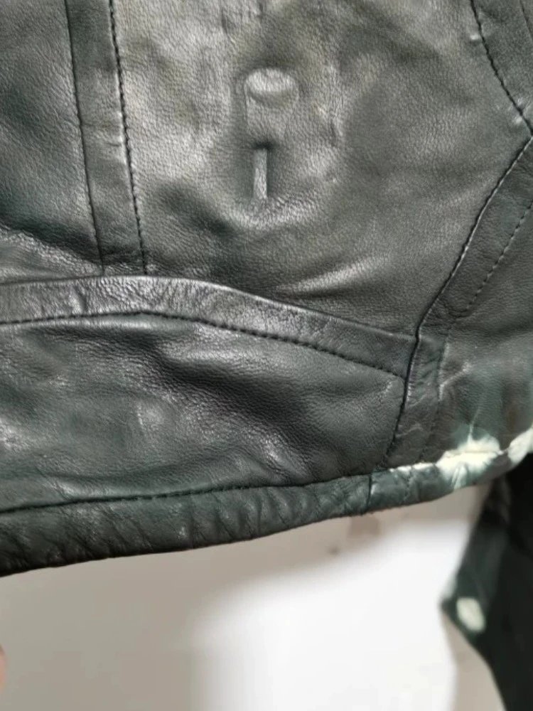 Design Asymmetrical Zip Leather Jacket Black - 4