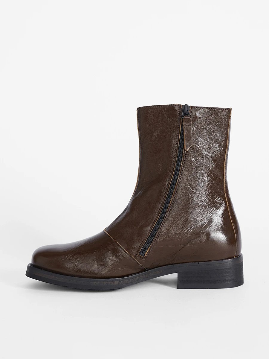 Our Legacy Brown Boots Genuine Leather MidCalf Boots Chelsea Normcore HighEnd Short Boots for Men and Women