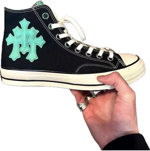 Chrome Hearts x Converse Chuck Taylor All Star High Black Mint Cross Sneakers - 1