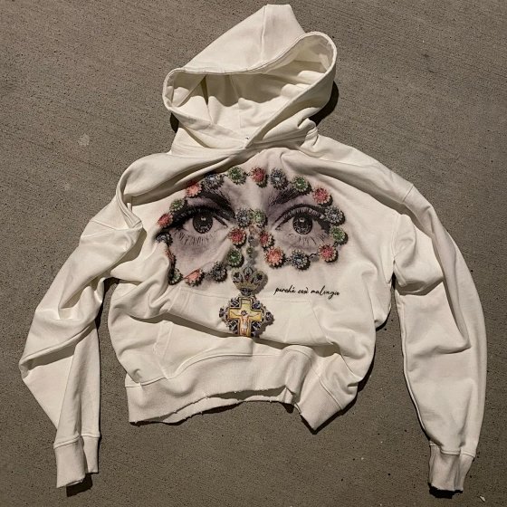 It Turns Out That You Love to Create a Beautiful Trendyy and Trendyy Niche Pupil Design Diamond Cross Pattern Hooded Sweatshirt
