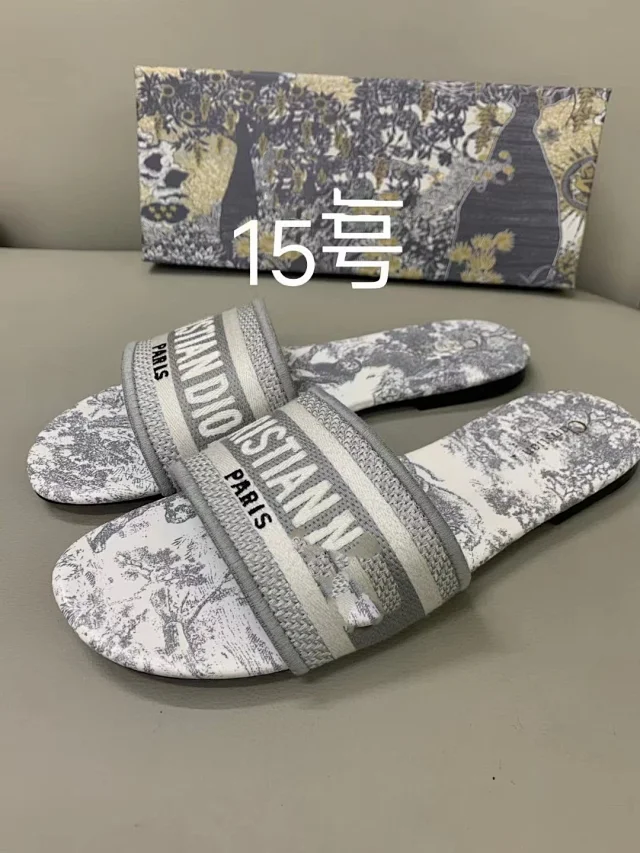 Christian Dior Slippers Dway Embroidered Logo Strap Slides product detail image 9