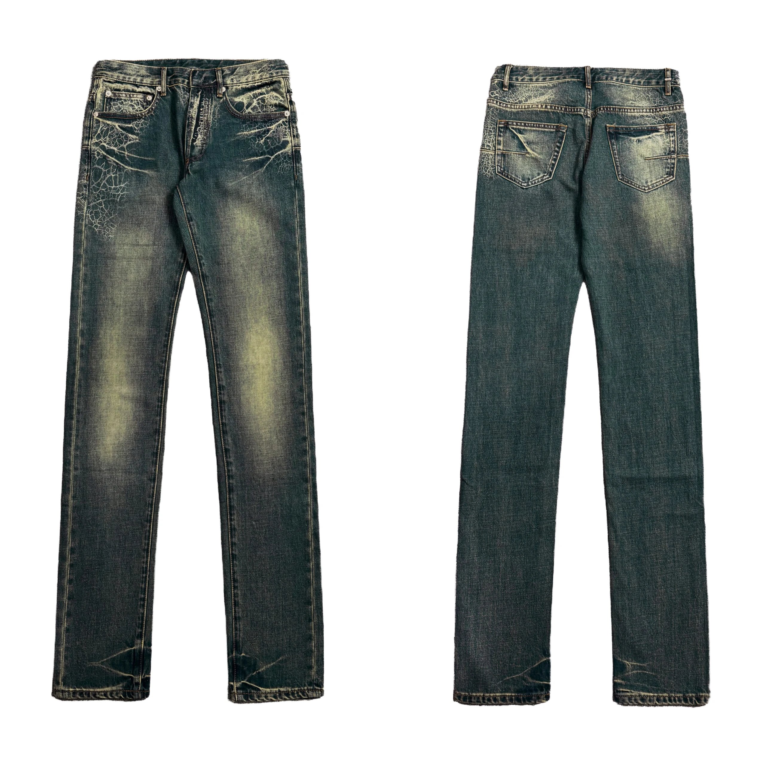 Torn Paradise DH Jeans Skinny Spider Web Washed Blue