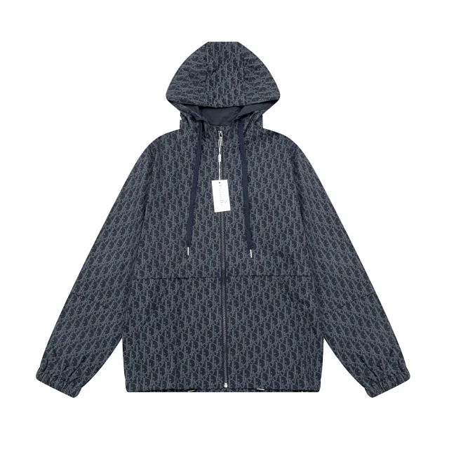 Dior Jackets Hooded zip-up monogram jacket product detail image 4