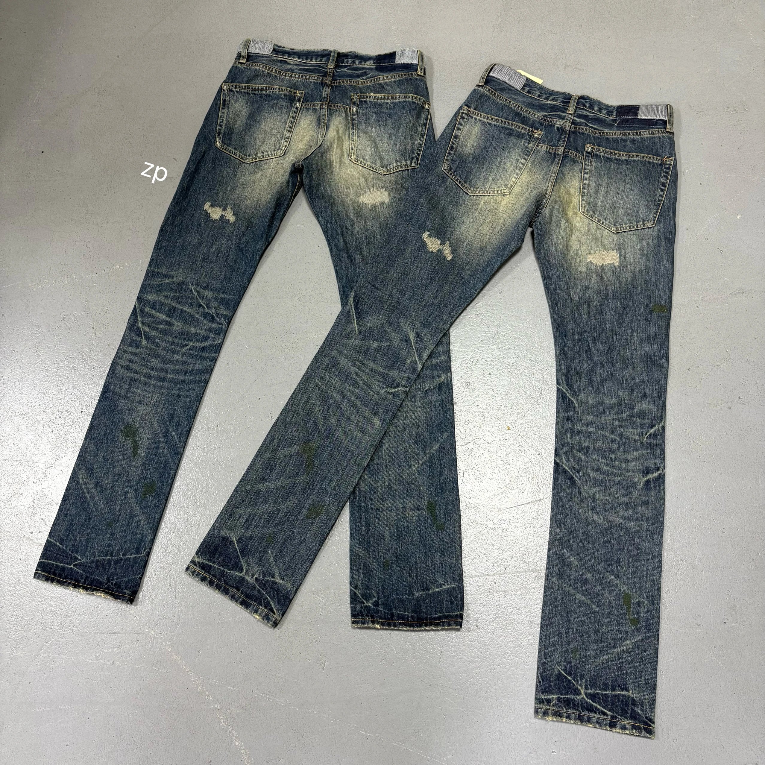 (Quasi-In Stock) Undercover 06ss T insect Embroider smear dirty do old water washing Denim