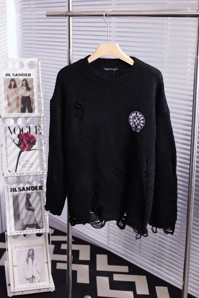 Chrome Hearts Knitwear Crewneck and V-neck with cross motifs distressed details product detail image 2