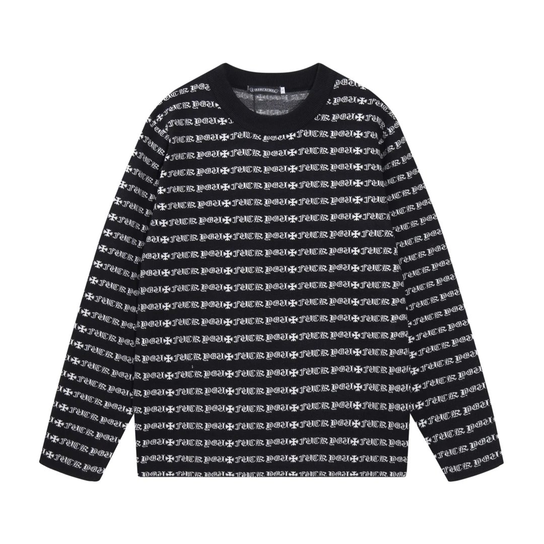 Chrome Hearts Knitwear Crewneck and V-neck with cross motifs distressed details — 0512022CPZC