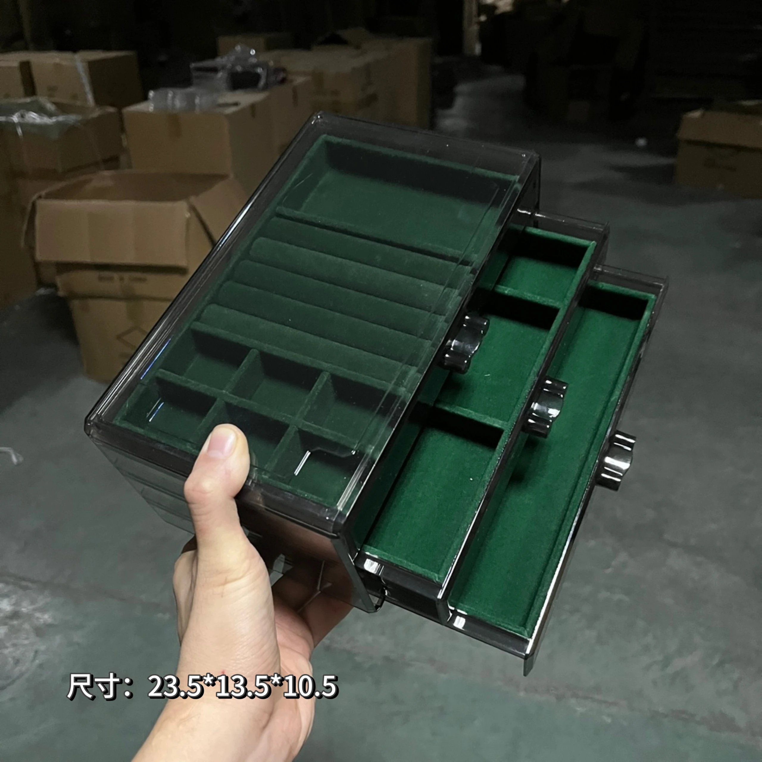 Translucent gray-green jewelry box [three-in-one regular style]