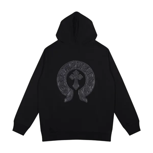 Chrome Hearts Horseshoe Cross Hoodie Black - 1