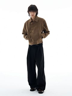 Tailang's Shop Men's Autumn American Retro Airplane Buckle Suede Jacket, High-End Stylish Brown Coat for Couples, Trendy