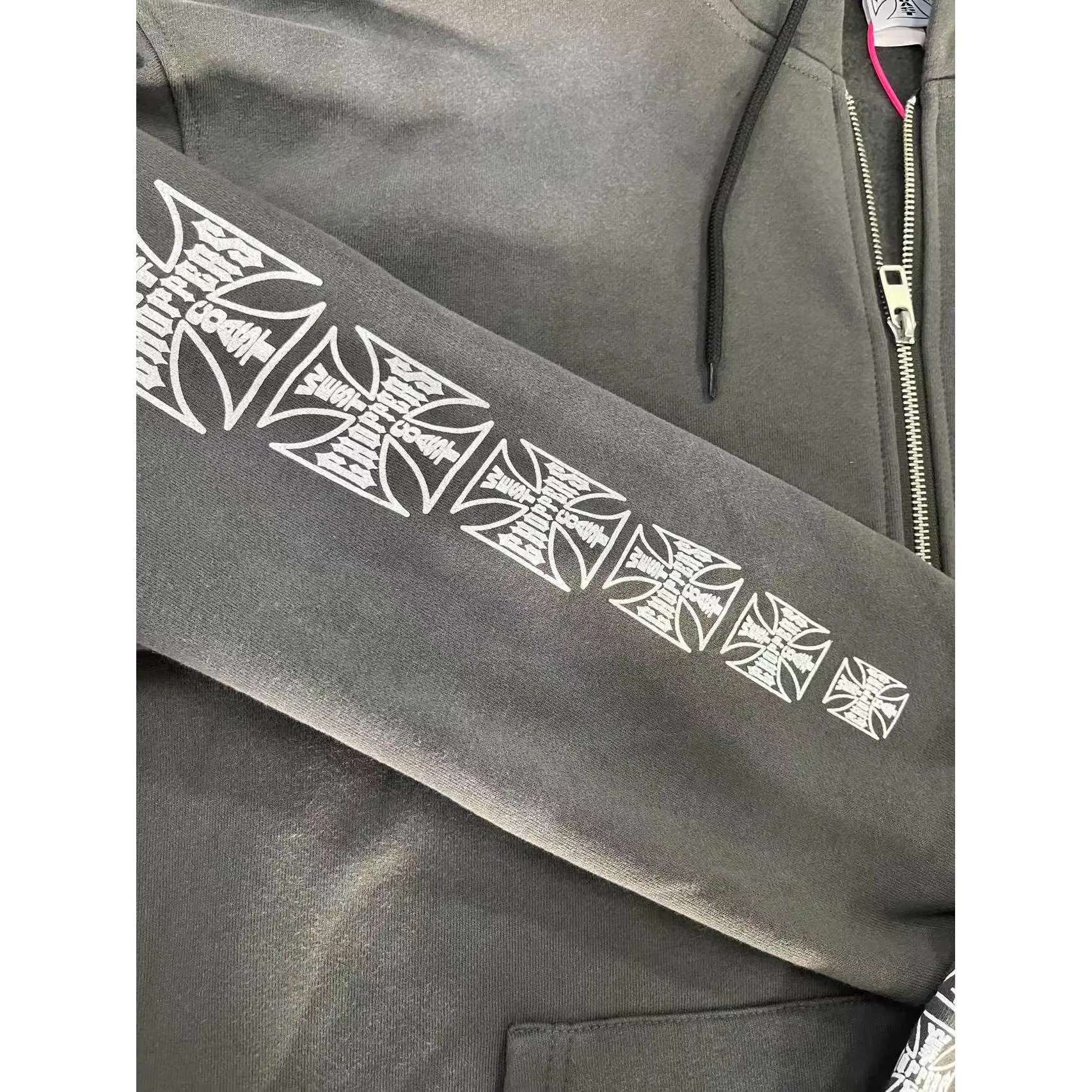 American West Coast Washed Vintage Zip-up Hoodie With Lining · 2