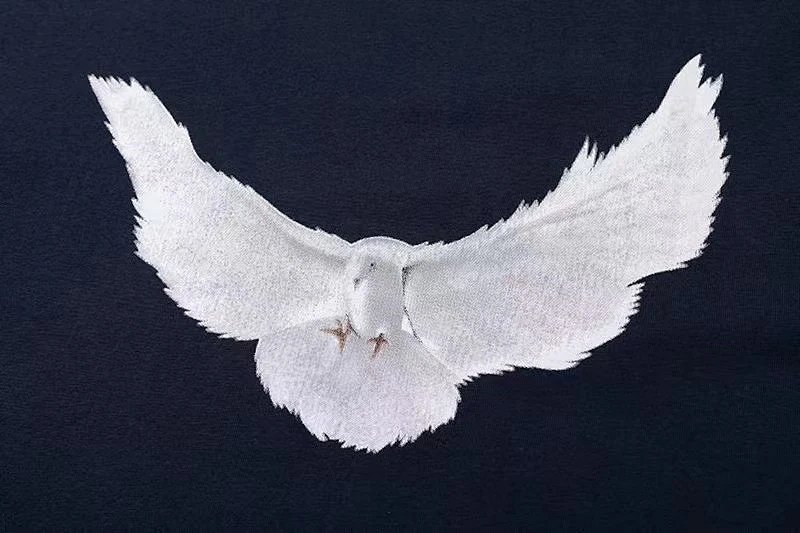 Kanye  Tripartite Joint Peace Pigeon High Street Loose Crewneck Short-sleeved Unisex T-shirt Trendy