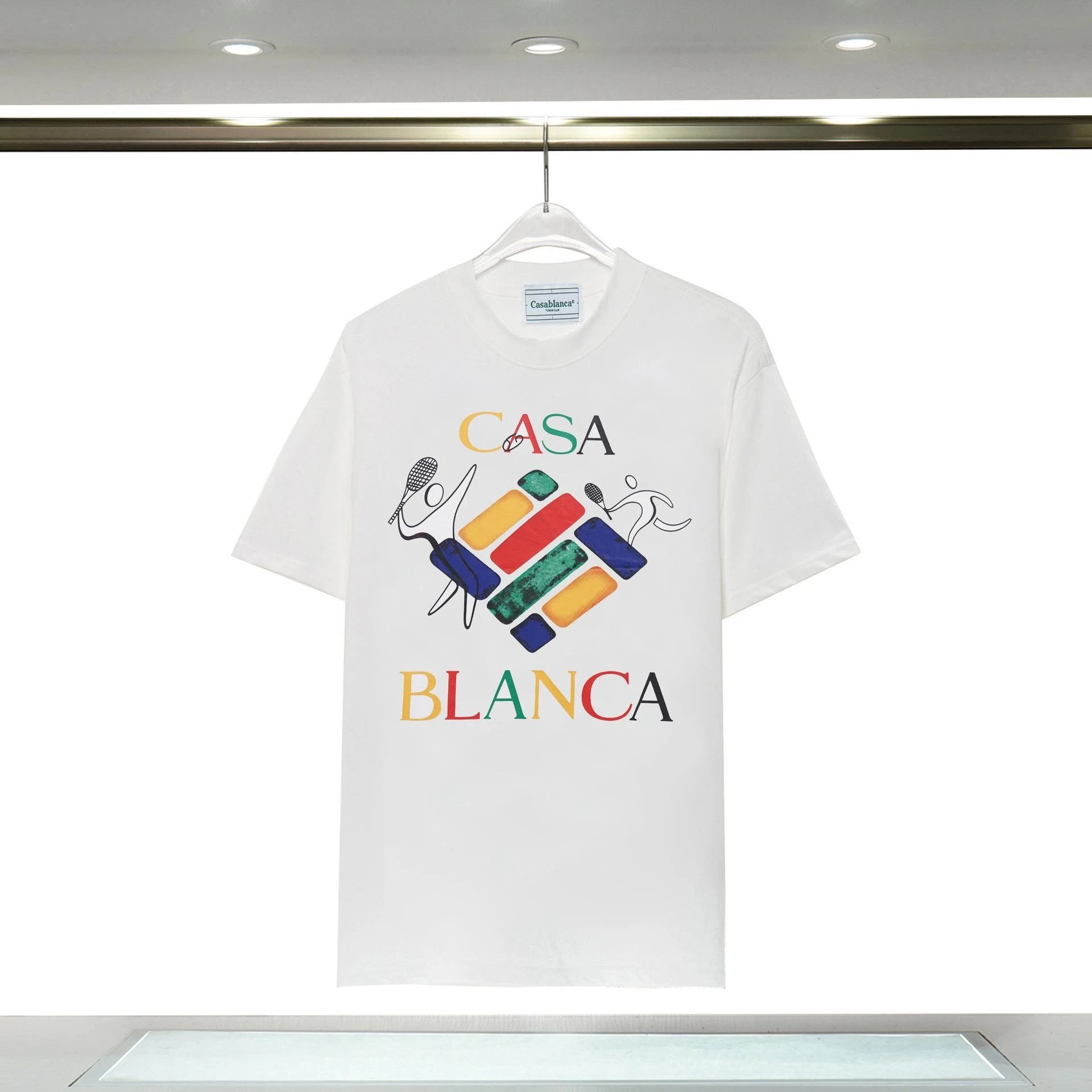 Casablanca Graphic Print White Black Short Sleeve T-Shirt