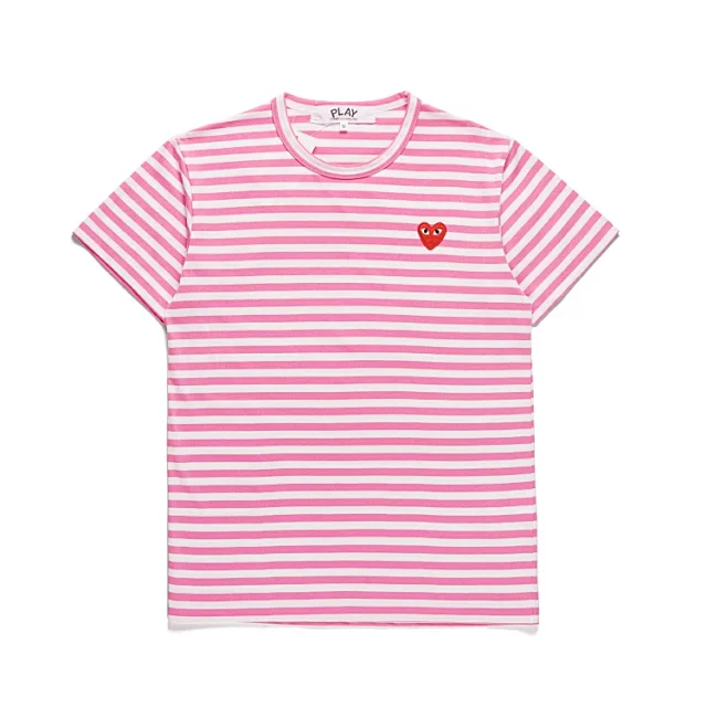 Comme des Garçons PLAY T-Shirts Striped short-sleeve T-shirt with heart patch product detail image 12