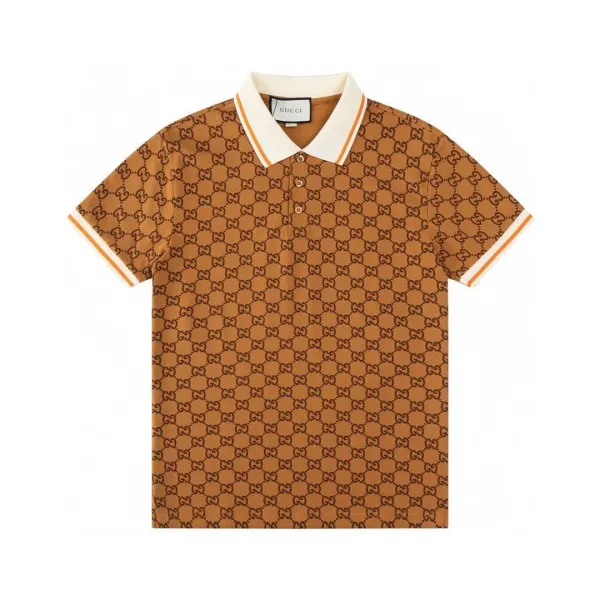 Gucci GG Monogram Brown Polo Shirt - 1