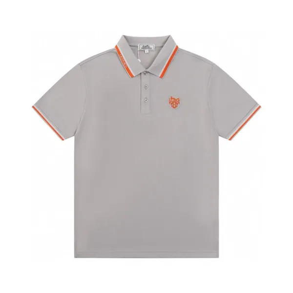 Hermès Logo Polo Gray with Orange Trim Polo - 1