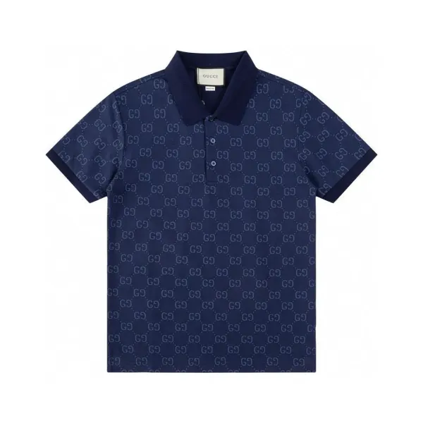 Gucci GG Monogram Print Navy Polo - 1
