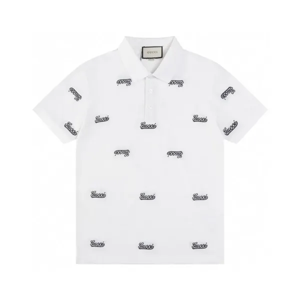 Gucci Logo-Embroidered White Polo Shirt - 1