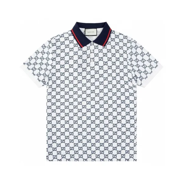 Gucci GG Marmont Print Polo White Navy - 1