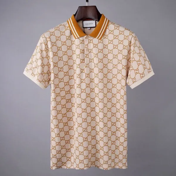 Gucci GG Monogram Polo Beige and Orange Polo - 1