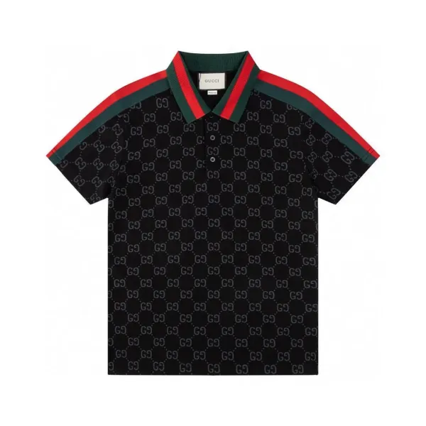 Gucci GG Monogram Polo Black with Red-Green Trim - 1