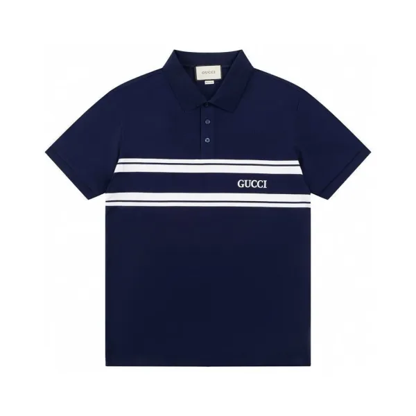Gucci Striped Logo Polo Navy - 1
