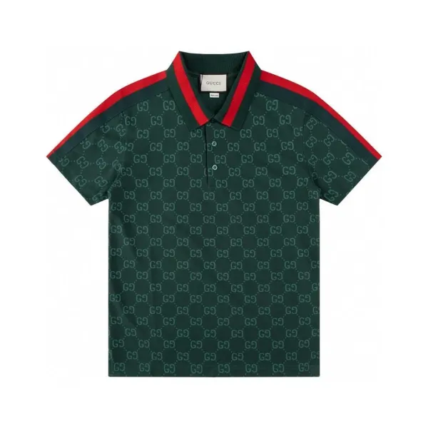 Gucci GG Monogram Polo Green with Red Trim - 1