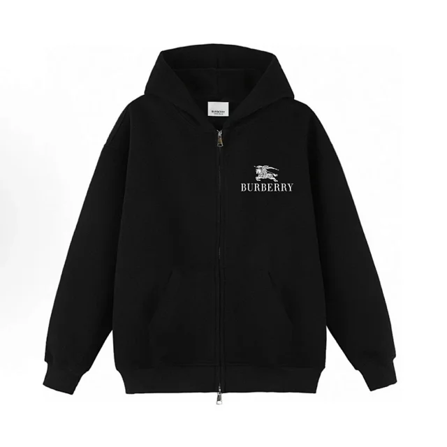 Burberry Hoodies & Sweatshirts Zip-Up Hooded Sweatshirt with Equestrian Knight Logo product detail image 10