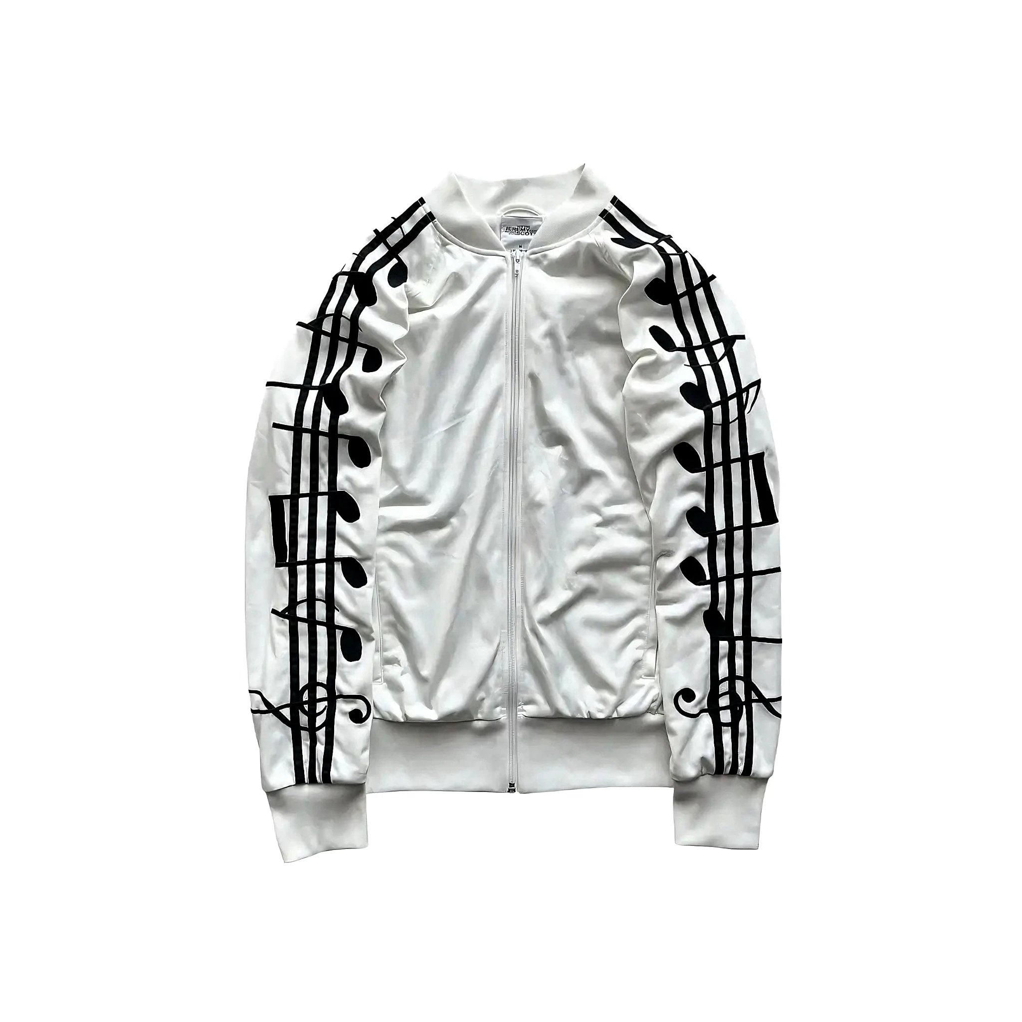 (Rare) Opium Yvl Style Musical Note Embroidered Striped White Sports Zipper Jacket
