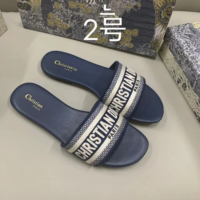 Christian Dior Slippers Dway Embroidered Logo Strap Slides product detail image 2
