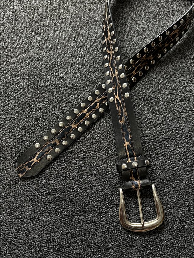 Beware of the Cuffs, Vintage Original Rivet Leopard Print Belt: seller detail photo 1